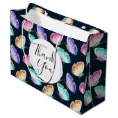 水かわいらし色バタフライ模様ありがとう ラージペーパーバッグ (正面アングル)