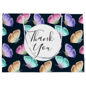 水かわいらし色バタフライ模様ありがとう ラージペーパーバッグ (裏面)
