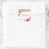 水かわいらし色バラと金ゴールドグリッターシール スクエアシール (バッグ)