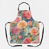水かわいらし色バラフローラデザイン エプロン (正面)