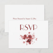 水かわいらし色バーガンディフローラRSVP 招待状 (正面/裏面)