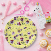 水かわいらし色パンジーのパターン（黄色） ペーパープレート (パーティー)