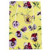 水かわいらし色パンジーのパターン（黄色） ミディアムペーパーバッグ (正面)