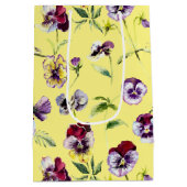 水かわいらし色パンジーのパターン（黄色） ミディアムペーパーバッグ (裏面)
