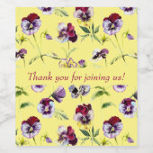 水かわいらし色パンジーのパターン（黄色） ワインラベル (シングルラベル)