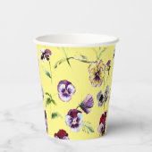 水かわいらし色パンジーのパターン（黄色） 紙コップ (裏面)