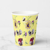 水かわいらし色パンジーのパターン（黄色） 紙コップ (右)