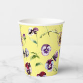 水かわいらし色パンジーのパターン（黄色） 紙コップ (正面)