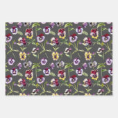 水かわいらし色パンジー模様トリオ ラッピングペーパーシート (正面2)