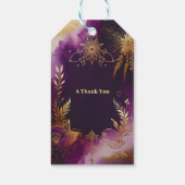 水かわいらし色パープルと金ゴールドフローラ結婚ズ ギフトタグ (裏面)