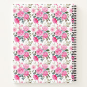 水かわいらし色ピンクの花パターン名前なし ノートブック (裏面)