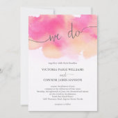 水かわいらし色ピンクピーチ結婚ズ 招待状 (正面)