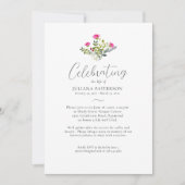 水かわいらし色ピンクフローラお祝い 招待状 (正面)