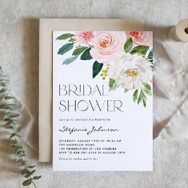 水かわいらし色フラワーズガーデンブライダルシャワー 招待状