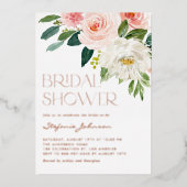 水かわいらし色フラワーズガーデンブライダルシャワー 箔招待状 (正面)