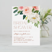 水かわいらし色フラワーズガーデンブライダルシャワー 箔招待状 (立ち正面)
