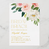 水かわいらし色フラワーズガーデンブライダルブランチ 箔招待状 (正面)