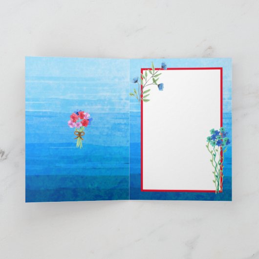 水かわいらし色フラワーハッピーバースデー カード (内部)