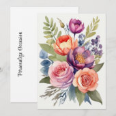 水かわいらし色フラワーフローラ盛り合わせ花束 シーズンカード (正面/裏面)