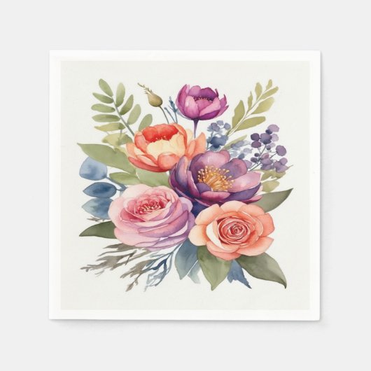 水かわいらし色フラワーフローラ盛り合わせ花束 スタンダードカクテルナプキン (正面)