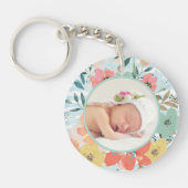 水かわいらし色フローラカスタム写真パーソナライズされた キーホルダー (正面)
