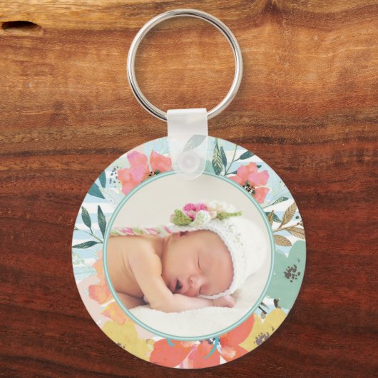水かわいらし色フローラカスタム写真 キーホルダー (正面)