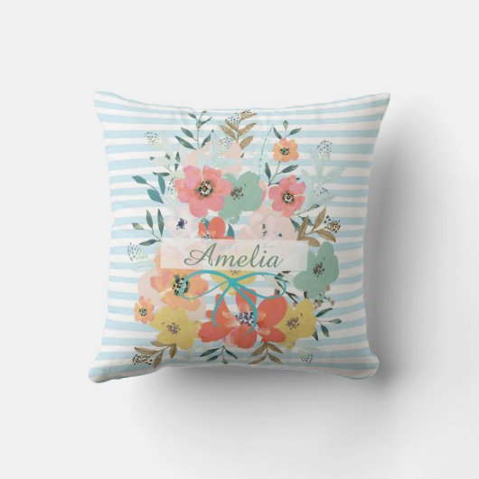 水かわいらし色フローラカスタム写真 クッション (裏面)