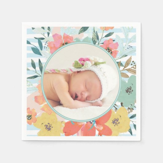水かわいらし色フローラカスタム写真 スタンダードカクテルナプキン (正面)