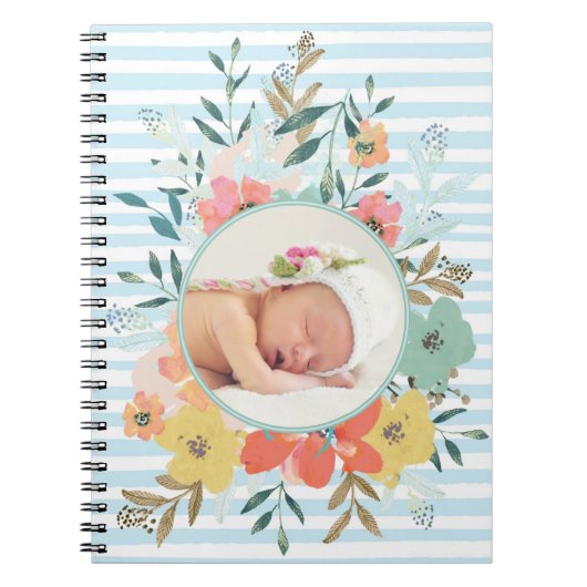 水かわいらし色フローラカスタム写真 ノートブック (正面)