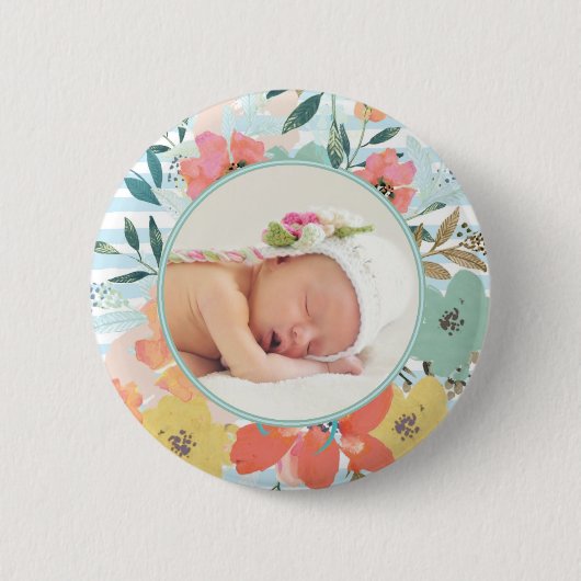 水かわいらし色フローラカスタム写真 缶バッジ (正面)