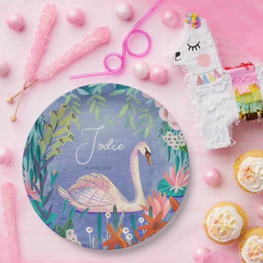 水かわいらし色フローラスワンプリンセス名 ペーパープレート (パーティー)