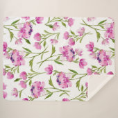 水かわいらし色フローラデザインシェルパブランケット シェルパブランケット (正面(横))