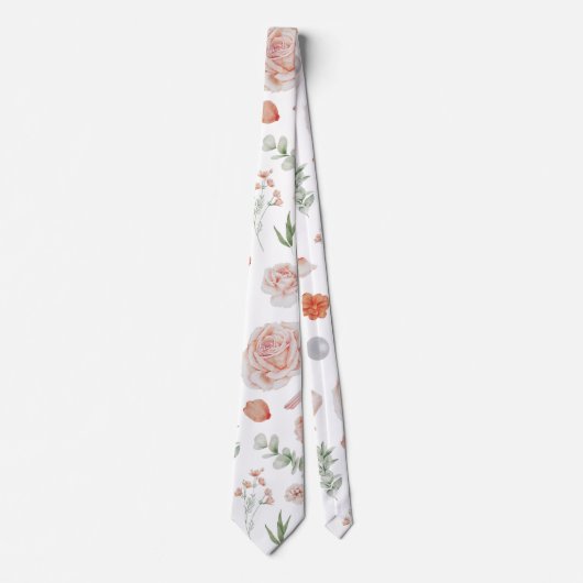 水かわいらし色フローラハミングバードパターン ネクタイ (正面)