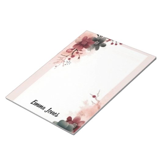 水かわいらし色フローラパーソナライズされた固定 ノートパッド (アングル)