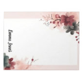 水かわいらし色フローラパーソナライズされた固定 ノートパッド (正面)