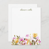 水かわいらし色フローラパーソナライズされた文具 ノートカード (正面/裏面)