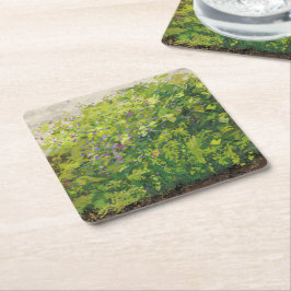 水かわいらし色フローラブッシュグラフィック絵を描アート スクエアペーパーコースター