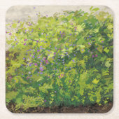 水かわいらし色フローラブッシュグラフィック絵を描アート スクエアペーパーコースター (正面)