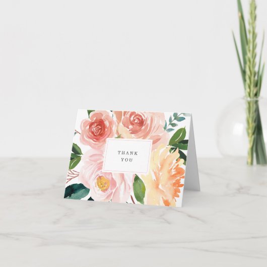 水かわいらし色フローラブライダルシャワー サンキューカード (正面)