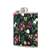 水かわいらし色フローラブラックボタニカル フラスク (左)