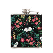 水かわいらし色フローラブラックボタニカル フラスク (裏面)