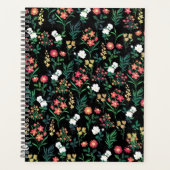 水かわいらし色フローラブラックボタニカル プランナー手帳 (正面)