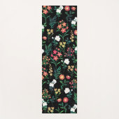水かわいらし色フローラブラックボタニカル ヨガマット (正面)