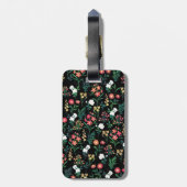 水かわいらし色フローラブラックボタニカル ラゲッジタグ (裏面縦)