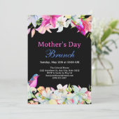 水かわいらし色フローラブラックマザーズデイブランチ 招待状 (スタンド正面)