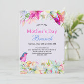 水かわいらし色フローラブルーマザーズデイブランチ 招待状 (スタンド正面)