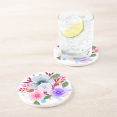 水かわいらし色フローラブーケモノグラム コースター (側面)