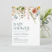 水かわいらし色フローラベビーシャワー招待状 招待状 (スタンド正面)