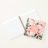 水かわいらし色フローラモノグラムの ノートブック (内部)