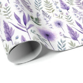 水かわいらし色フローララベンダーパープルボタニカル ラッピングペーパー (ロールコーナー)